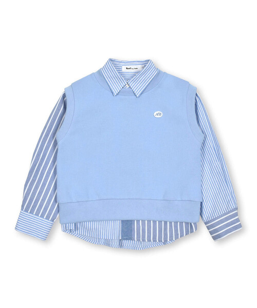 Noeil aime BeBe(ノイユエイムベベ)の「シャンブレーMIXストライプシャツ&ベストセット(80~130cm)(シャツ/ブラウス・キッズ・ブルー系その他/レッド系その他・120cm/110cm/130cm/100cm/90cm/80cm)」の13枚目の写真