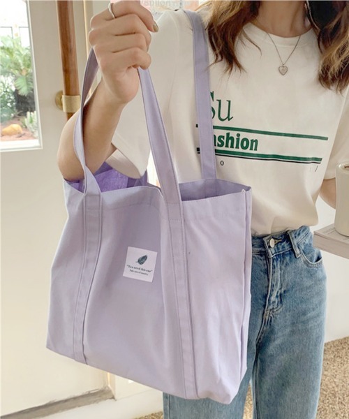 Miniministore（ミニミニストア）の「トートバッグ キャンバスバッグ 大容量（トートバッグ・レディース・グリーン/ブラウン/ホワイト/ラベンダー/ベージュ/ネイビー/ライトブルー/ブラック/ライトブラウン・FREE）」の9枚目の写真