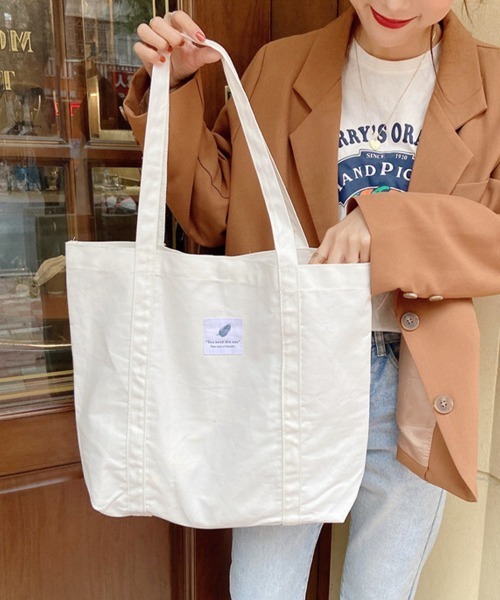 Miniministore（ミニミニストア）の「トートバッグ キャンバスバッグ 大容量（トートバッグ・レディース・グリーン/ブラウン/ホワイト/ラベンダー/ベージュ/ネイビー/ライトブルー/ブラック/ライトブラウン・FREE）」の2枚目の写真