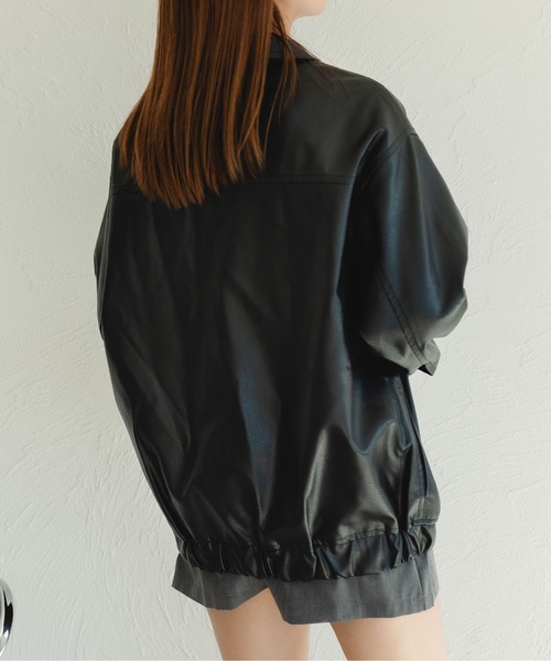 fupel（フぺル）の「フェイクレザーリボンジャケット（ブルゾン・レディース・ブラウン系その他/ブラック・MEDIUM/LARGE）」の5枚目の写真
