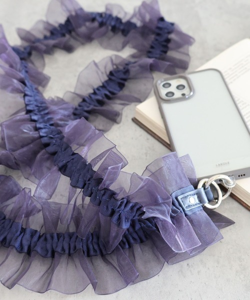 LAKOLE（ラコレ）の「チュールラッフルショルダー2 / 100480（スマホグッズ・レディース・ブラック/ブルー/ライトグレー/カーキ/ライトブルー/ネイビー・FREE）」の5枚目の写真