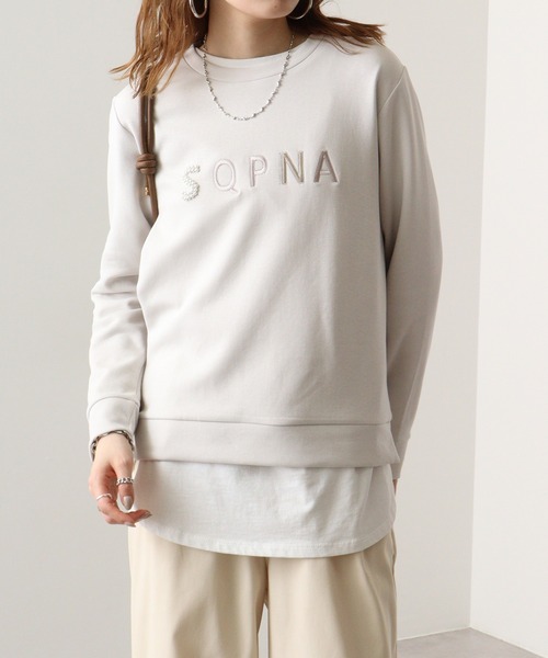 Anna Nicola(アンナニコラ)の「Anna Nicola ロゴ刺繍ダンボールプルオーバー(スウェット・レディース・モスグリーン/ライトグレー/ベージュ/ブラック・38)」の4枚目の写真