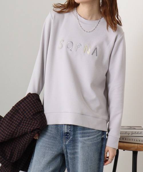 Anna Nicola(アンナニコラ)の「Anna Nicola ロゴ刺繍ダンボールプルオーバー(スウェット・レディース・モスグリーン/ライトグレー/ベージュ/ブラック・38)」の3枚目の写真
