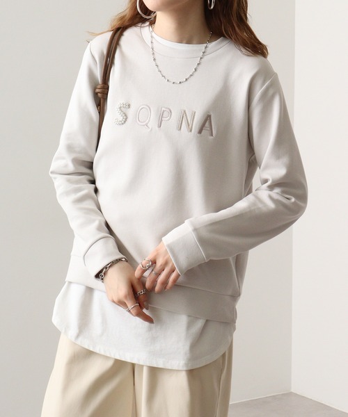 Anna Nicola(アンナニコラ)の「Anna Nicola ロゴ刺繍ダンボールプルオーバー(スウェット・レディース・モスグリーン/ライトグレー/ベージュ/ブラック・38)」の19枚目の写真