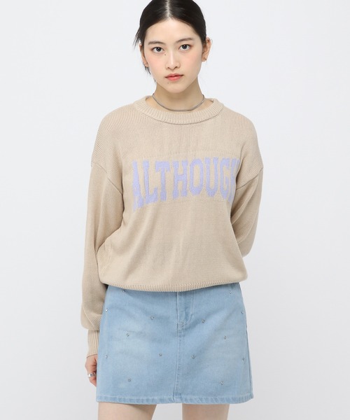 3.3 Field Trip (3.3フィールドトリップ)の「3.3 Field Trip/カラーロゴニット 2103066(ニット/セーター・レディース・ベージュ/グレー・FREE)」の1枚目の写真