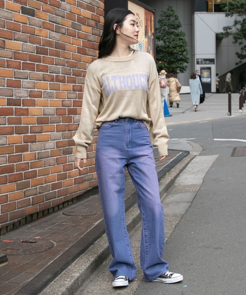 3.3 Field Trip (3.3フィールドトリップ)の「3.3 Field Trip/カラーロゴニット 2103066(ニット/セーター・レディース・ベージュ/グレー・FREE)」の3枚目の写真