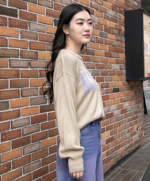 3.3 Field Trip (3.3フィールドトリップ)の「3.3 Field Trip/カラーロゴニット 2103066(ニット/セーター・レディース・ベージュ/グレー・FREE)」の6枚目の写真