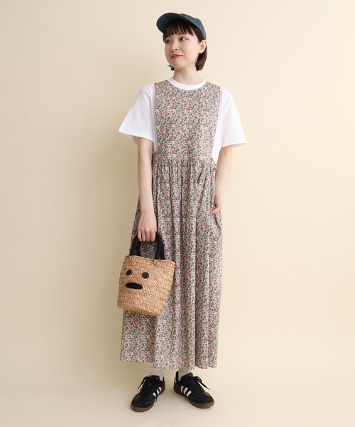 I am I in fact...(アイアムアイインファクト)の「LIBERTY apron one-piece(ジャンパースカート・レディース・グリーン/ブルー・FREE)」の3枚目の写真