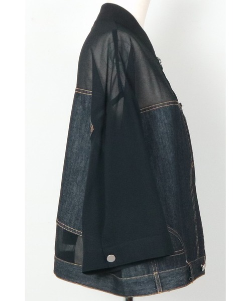 AULA AILA（アウラアイラ）の「デニムコンビネーションブルゾン（デニムジャケット・レディース・インディゴブルー/ホワイト/ブラック・0）」の14枚目の写真