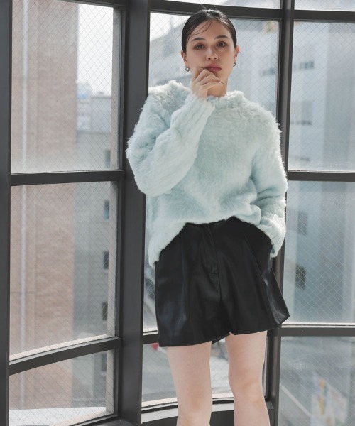 pufe(ピュフェ)の「【pufe】シャギー起毛ニット(ニット/セーター・レディース・ブルー/ホワイト/レッド/チャコール・F)」の11枚目の写真
