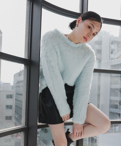 pufe(ピュフェ)の「【pufe】シャギー起毛ニット(ニット/セーター・レディース・ブルー/ホワイト/レッド/チャコール・F)」の12枚目の写真