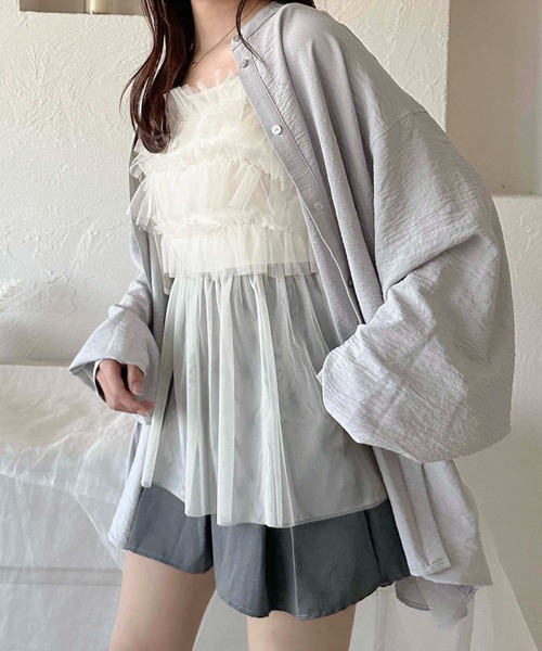 apres jour clair(アプレジュールクレア)の「【apres jour clair】袖ボリュームバンドカラーシャツ【ZOZOTOWN限定アイテム】(シャツ/ブラウス・レディース・オフホワイト/ライトブルー/カーキ/ライトピンク/アイボリー・フリー/X-LARGE)」の4枚目の写真