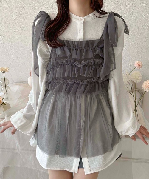 apres jour clair(アプレジュールクレア)の「【apres jour clair】袖ボリュームバンドカラーシャツ【ZOZOTOWN限定アイテム】(シャツ/ブラウス・レディース・オフホワイト/ライトブルー/カーキ/ライトピンク/アイボリー・フリー/X-LARGE)」の15枚目の写真