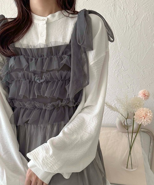 apres jour clair(アプレジュールクレア)の「【apres jour clair】袖ボリュームバンドカラーシャツ【ZOZOTOWN限定アイテム】(シャツ/ブラウス・レディース・オフホワイト/ライトブルー/カーキ/ライトピンク/アイボリー・フリー/X-LARGE)」の16枚目の写真
