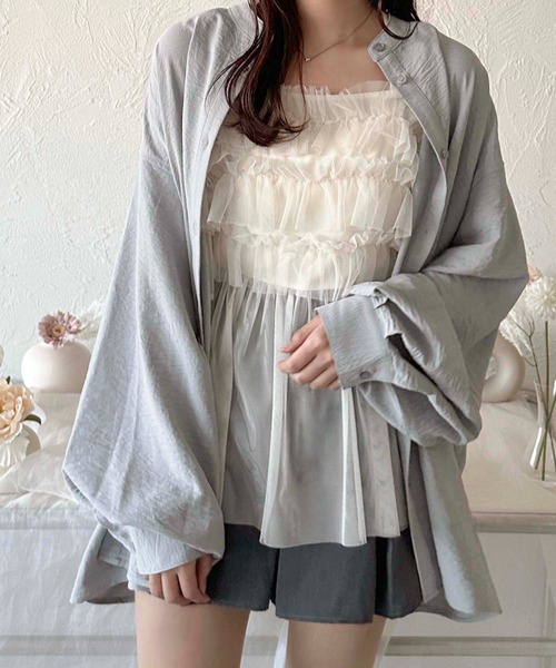 apres jour clair(アプレジュールクレア)の「【apres jour clair】袖ボリュームバンドカラーシャツ【ZOZOTOWN限定アイテム】(シャツ/ブラウス・レディース・オフホワイト/ライトブルー/カーキ/ライトピンク/アイボリー・フリー/X-LARGE)」の13枚目の写真