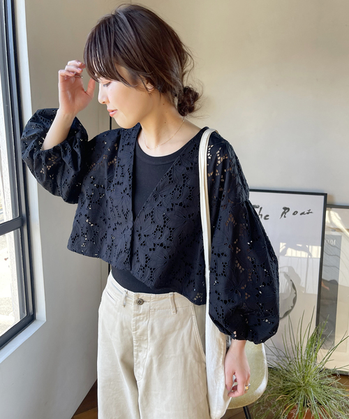 TICCA カットワーク　フラワーレース　ジャケット　黒　オーバーサイズ TICCA（ティッカ）の「【TICCA / ティッカ】フラワーレースジャケット