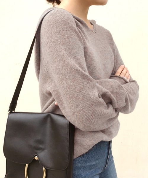 Miniministore(ミニミニストア)の「フード付き ニットトップス レディース(ニット/セーター・レディース・ブルー/ホワイト/モカ/ブラック/グレー・FREE)」の17枚目の写真