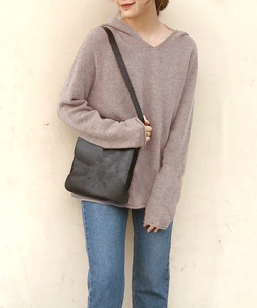 Miniministore(ミニミニストア)の「フード付き ニットトップス レディース(ニット/セーター・レディース・ブルー/ホワイト/モカ/ブラック/グレー・FREE)」の16枚目の写真