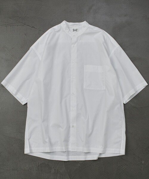 5525Gallery（ゴーゴーニーゴーギャラリー）の「SHIRT FIRSTHAND by 5525gallery/シャツファーストハンド バイ 5525ギャラリー SHFH STAND COLLAR S/S SHIRTS / スタンドカラーショートスリーブシャツ / 半袖シャツ（シャツ/ブラウス・メンズ・ホワイト/ベージュ/ブラック/サックスブルー・M/L）」の8枚目の写真