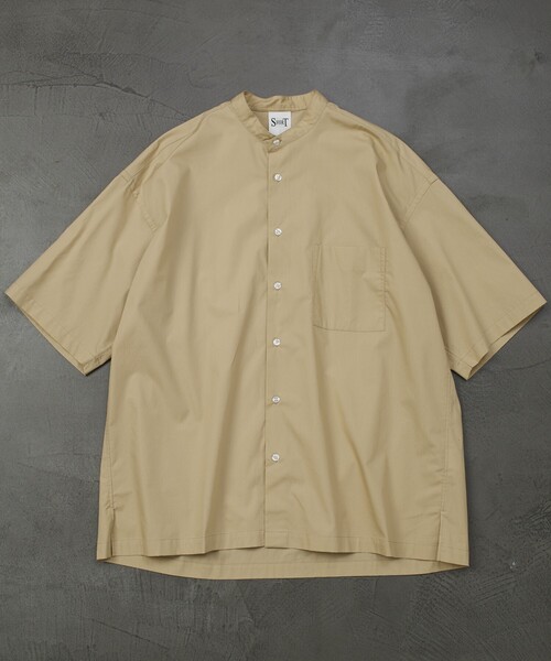 5525Gallery（ゴーゴーニーゴーギャラリー）の「SHIRT FIRSTHAND by 5525gallery/シャツファーストハンド バイ 5525ギャラリー SHFH STAND COLLAR S/S SHIRTS / スタンドカラーショートスリーブシャツ / 半袖シャツ（シャツ/ブラウス・メンズ・ホワイト/ベージュ/ブラック/サックスブルー・M/L）」の9枚目の写真