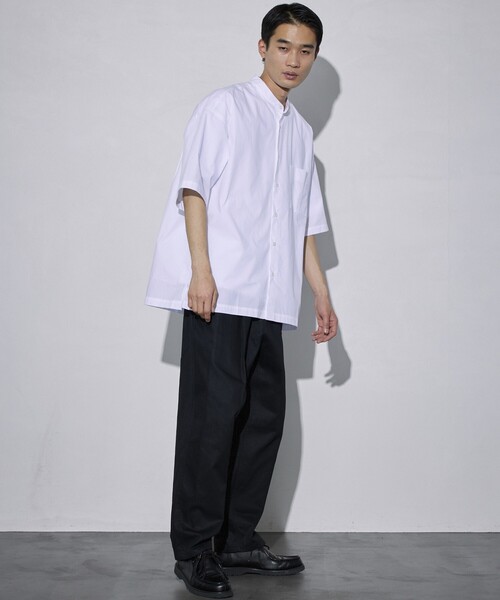 5525Gallery（ゴーゴーニーゴーギャラリー）の「SHIRT FIRSTHAND by 5525gallery/シャツファーストハンド バイ 5525ギャラリー SHFH STAND COLLAR S/S SHIRTS / スタンドカラーショートスリーブシャツ / 半袖シャツ（シャツ/ブラウス・メンズ・ホワイト/ベージュ/ブラック/サックスブルー・M/L）」の16枚目の写真