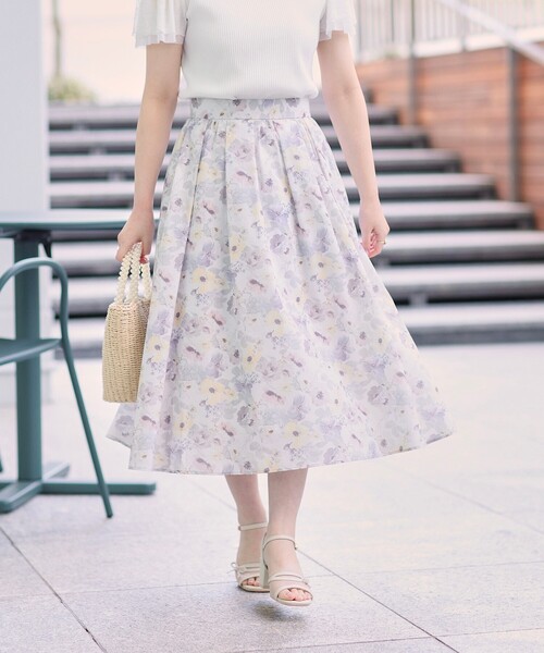 couture brooch（クチュールブローチ）の「◆パレットボイルスカート（スカート・レディース・ネイビー/ライトグレー/ホワイト系3/ブラウン系その他・42/40/38）」の5枚目の写真