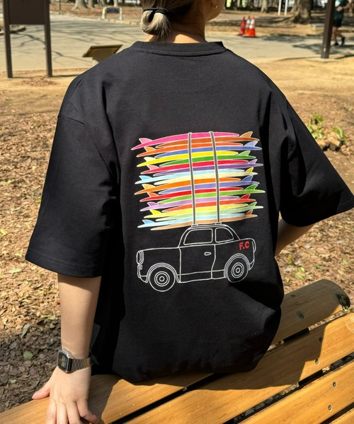 Franklin Climbing（フランクリンクライミング）の「【Franklin Climbing】サーフボード＆car半袖Tee（Tシャツ/カットソー・メンズ・ブラック/ホワイト・X-LARGE/LARGE/MEDIUM）」の10枚目の写真