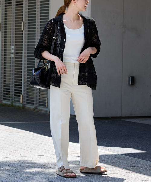 極美品 24SS✨FRAMeWORK アンティークレースオープンカラーシャツ 白 FRAMeWORK（フレームワーク）の「アンティークレースオープンカラー