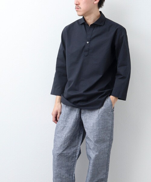 NOLLEY'S goodman（ノーリーズグッドマン）の「リネンブレンド 7分袖スキッパーシャツ（シャツ/ブラウス・メンズ・キャメル/ホワイト系その他/ネイビー・L/M/S）」の21枚目の写真