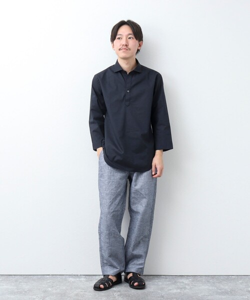 NOLLEY'S goodman（ノーリーズグッドマン）の「リネンブレンド 7分袖スキッパーシャツ（シャツ/ブラウス・メンズ・キャメル/ホワイト系その他/ネイビー・L/M/S）」の15枚目の写真