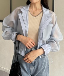 スタンドネックドロストシアーブルゾン