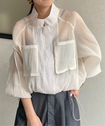 スタンドネックドロストシアーブルゾン