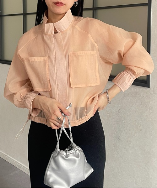 美品✳︎リヴドロワ Vネックシアーブルゾン ジップアップ ドロスト シアーVネックジップブルゾン｜WOMEN｜250HSF30-197C｜AZUL BY