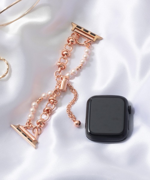 emonique(エモニーク)の「ジュエリー スマートウォッチバンド Apple Watch バンド 【38/40/41/42/44/45/49mm対応】(デジタル腕時計・レディース・ホワイト/ブラック/ブラック×シルバー/ピンク・42/38)」の4枚目の写真
