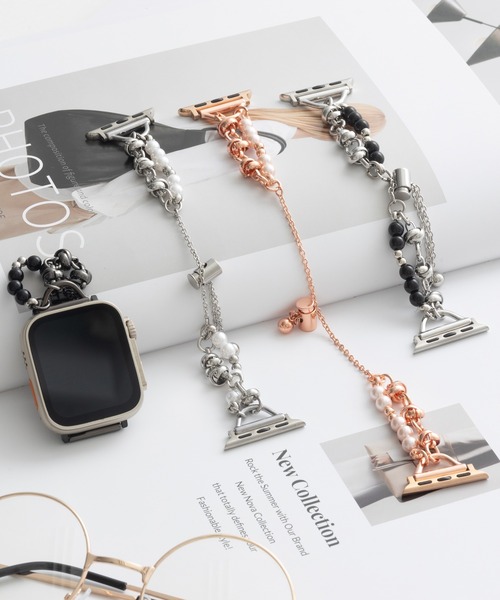 emonique(エモニーク)の「ジュエリー スマートウォッチバンド Apple Watch バンド 【38/40/41/42/44/45/49mm対応】(デジタル腕時計・レディース・ホワイト/ブラック/ブラック×シルバー/ピンク・42/38)」の7枚目の写真
