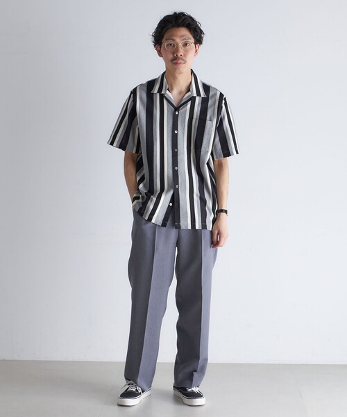 SHIPS（シップス）の「SHIPS:  ハニカム ストライプ オープンカラー シャツ（シャツ/ブラウス・メンズ・ブラック/カーキ/ネイビー・SMALL/MEDIUM/LARGE/X-LARGE）」の5枚目の写真