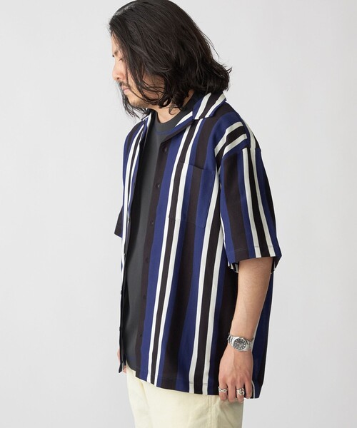 SHIPS（シップス）の「SHIPS:  ハニカム ストライプ オープンカラー シャツ（シャツ/ブラウス・メンズ・ブラック/カーキ/ネイビー・SMALL/MEDIUM/LARGE/X-LARGE）」の11枚目の写真