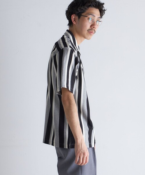 SHIPS（シップス）の「SHIPS:  ハニカム ストライプ オープンカラー シャツ（シャツ/ブラウス・メンズ・ブラック/カーキ/ネイビー・SMALL/MEDIUM/LARGE/X-LARGE）」の20枚目の写真