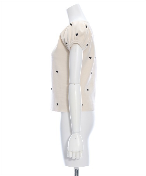 clear（クリア）の「ハート刺繍スクエアネック半袖ニットトップス（ニット/セーター・レディース・ピンク/ブラック/サックスブルー/アイボリー・F）」の16枚目の写真