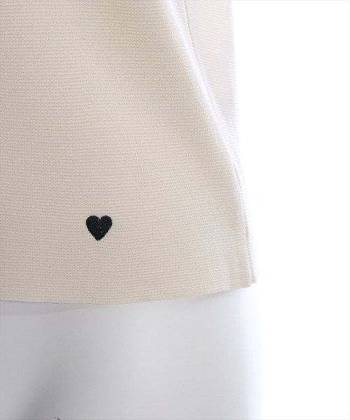 clear（クリア）の「ハート刺繍スクエアネック半袖ニットトップス（ニット/セーター・レディース・ピンク/ブラック/サックスブルー/アイボリー・F）」の10枚目の写真