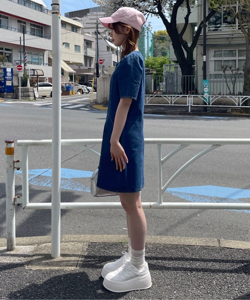 【極美品】パラスパレス インディゴ染 ボタン ノーカラー デニム ワンピース 3 楽天市場】ノーカラーデニムワンピース レディース ドロップショルダー