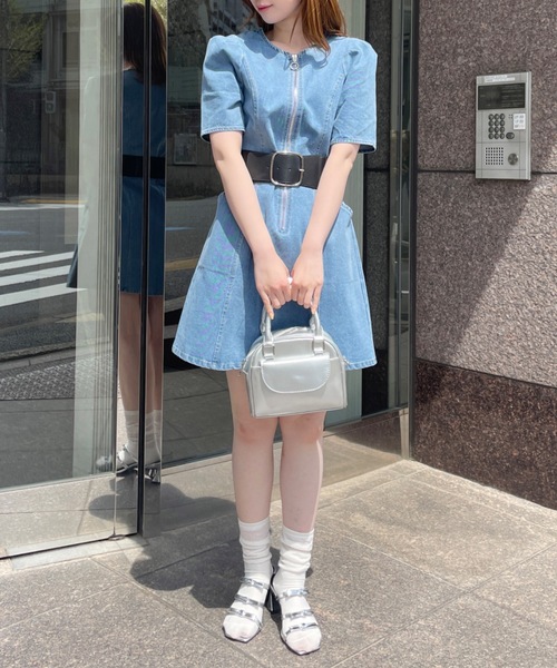 one way（ワンウェイ）の「ノーカラーデニムワンピース（ワンピース