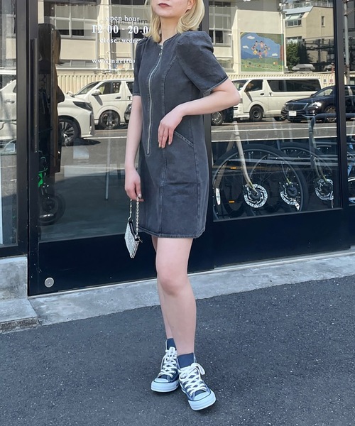 one way（ワンウェイ）の「ノーカラーデニムワンピース（ワンピース