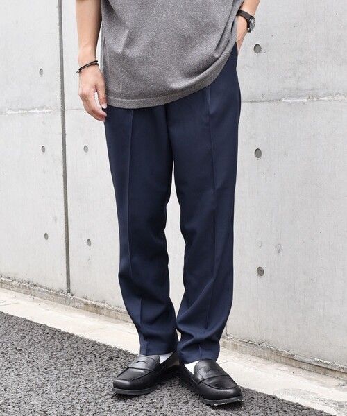 SHIPS any（シップス エニィ）の「SHIPS any: 〈洗濯機可能・接触冷感・UVカット〉Reflax(R) リネンライク 1タック テーパード イージーパンツ◇（その他パンツ・メンズ・ダークグレー/ネイビー/ライトグレー/ライトグリーン・SMALL/MEDIUM/LARGE/X-LARGE）」の4枚目の写真