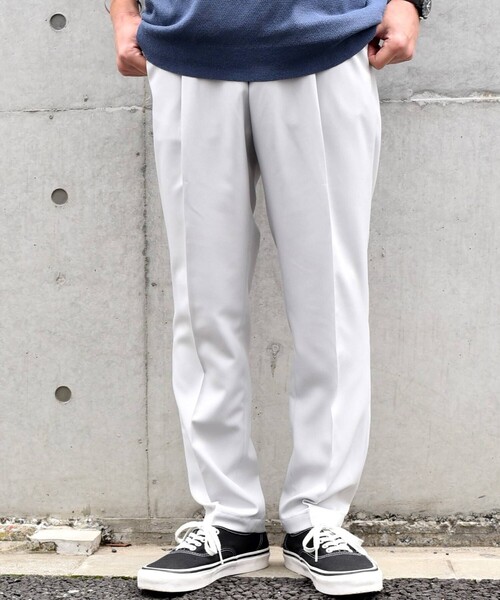 SHIPS any（シップス エニィ）の「SHIPS any: 〈洗濯機可能・接触冷感・UVカット〉Reflax(R) リネンライク 1タック テーパード イージーパンツ◇（その他パンツ・メンズ・ダークグレー/ネイビー/ライトグレー/ライトグリーン・SMALL/MEDIUM/LARGE/X-LARGE）」の2枚目の写真