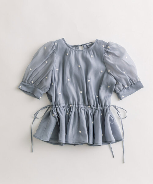 【新品】 OLIVE des OLIVE ハート刺繍ペプラムブラウス ブラック ハート刺繍ペプラムブラウス 1041040130（シャツ/ブラウス