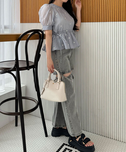 ハート刺繍ペプラムブラウス 1041040130（シャツ/ブラウス