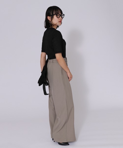 ketty cherie（ケティシェリー）の「シアー使いリブニットトップス≪手洗い可能≫（ニット/セーター・レディース・ブラック/オフホワイト・M）」の7枚目の写真