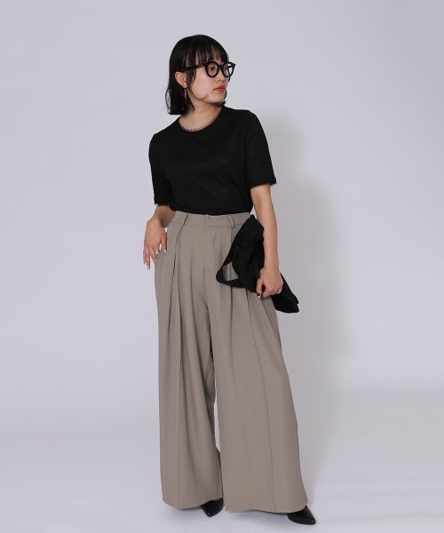 ketty cherie（ケティシェリー）の「シアー使いリブニットトップス≪手洗い可能≫（ニット/セーター・レディース・ブラック/オフホワイト・M）」の9枚目の写真