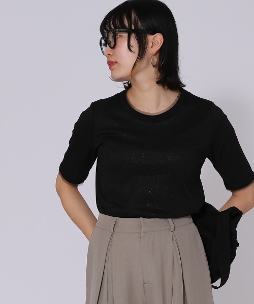 ketty cherie（ケティシェリー）の「シアー使いリブニットトップス≪手洗い可能≫（ニット/セーター・レディース・ブラック/オフホワイト・M）」の13枚目の写真
